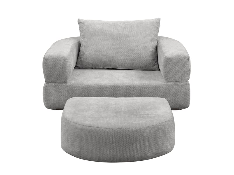  Canapé modulable convertible lit gris clair chenille design minimaliste salon  - Conforama A