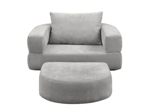 Canapé modulable convertible lit gris clair chenille design minimaliste salon