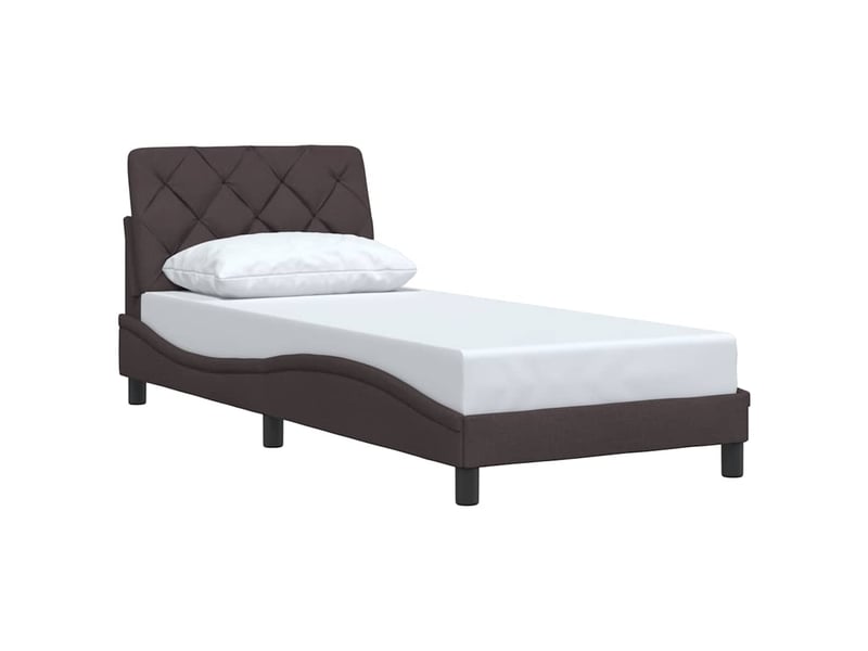  Lit adulte, lit simple, cadre de lit sans matelas marron foncé 80x200cm tissu cf14982  - Conforama C