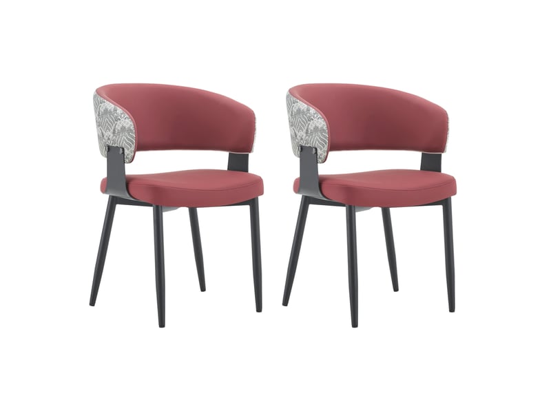  Chaise à accoudoirs à dossier divisé en pu rouge  - Conforama A