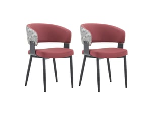 Chaise à accoudoirs à dossier divisé en pu rouge