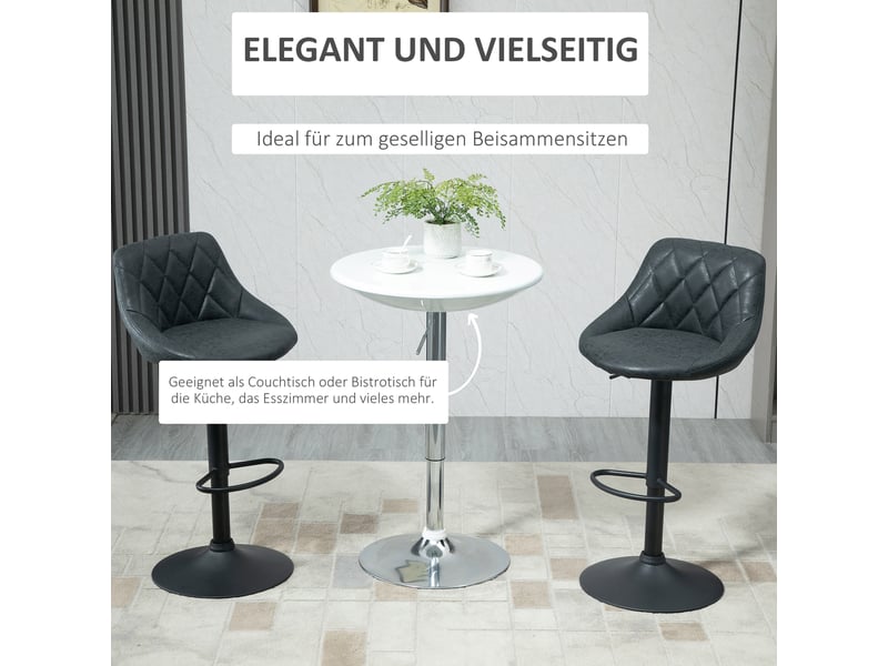  Table de bar mange-debout ronde réglable en hauteur métal et abs blanc ø61 x 76-97 cm  - Conforama D