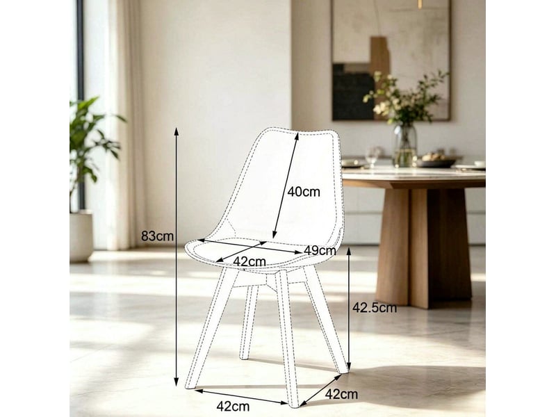  Lot de 6 chaises de salle à manger noires en bois et similicuir, hauteur 83 cm  - Conforama C
