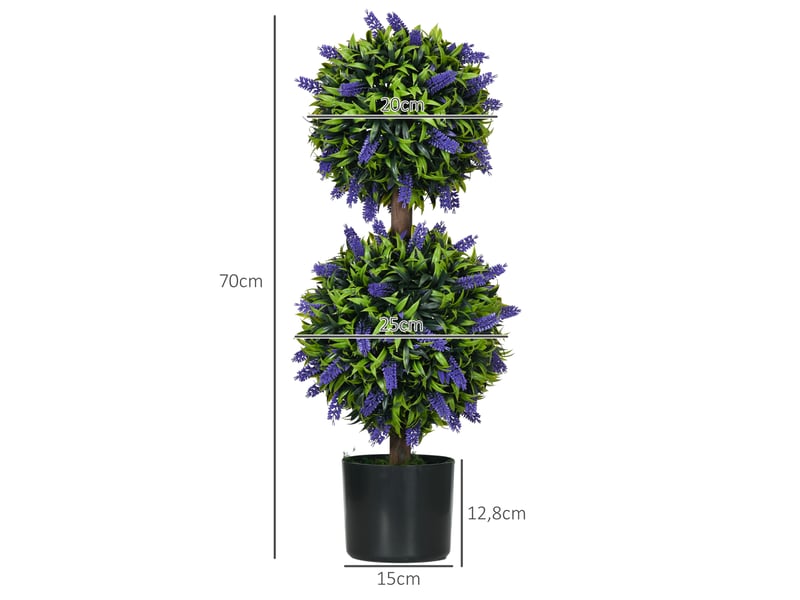  Plante artificielle en pot lot de 2 lavandes décoratives résistantes aux uv pour intérieur et extérieur vert ø15 × 70 cm  - Conforama D