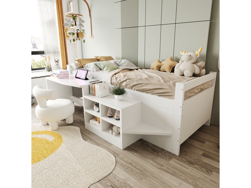  Lit avec rangement 90x200cm coloris blanc bois massif lit enfant blanc - Conforama D