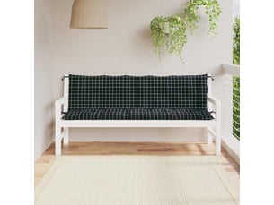 Lot de 2 coussins de banc de jardin, coussins d'assise motif à carreaux noir cf58664