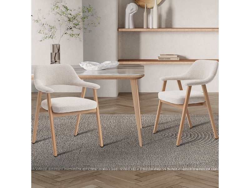 Coralie - chaise de repas en tissu beige pieds chêne massif clair CORALIE-BEI-BOIC - Conforama D
