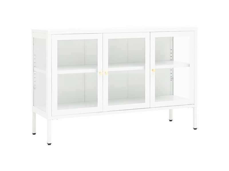  Buffet - bahut - meuble de rangement blanc 105x35x70 cm acier et verre  - Conforama A