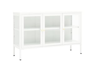 Buffet - bahut - meuble de rangement blanc 105x35x70 cm acier et verre