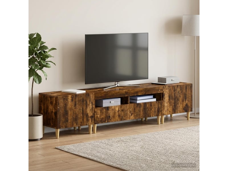  Ensemble de 3 meubles tv - banc tv - meuble de rangement led arnhem 3 pcs chêne fumé  - Conforama B