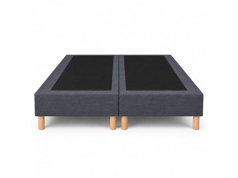  Lot de 2 sommiers tapissiers déco 90x200 cm gris - 180x200 - hauteur 35 cm - 8 pieds inclus  - Conforama C