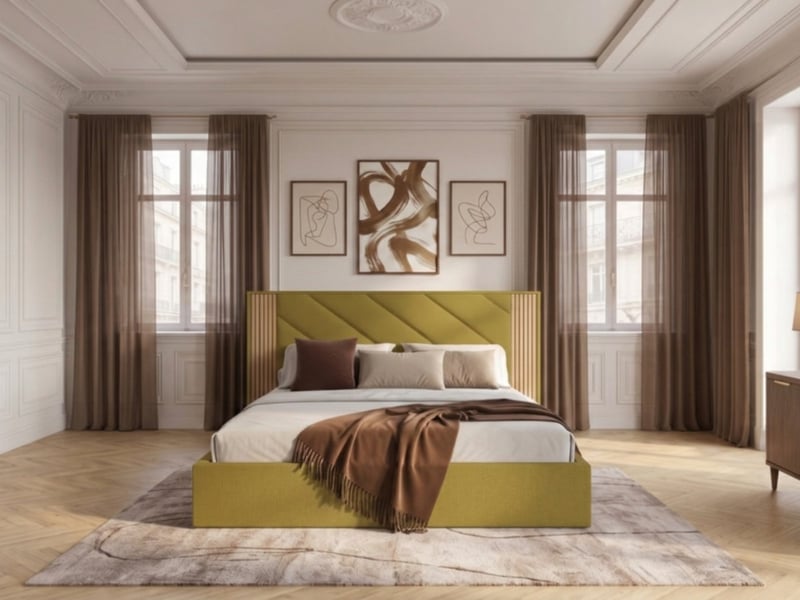  Bobochic lit coffre diana tissu velours lisse vert 180x200 DIANA - Conforama B