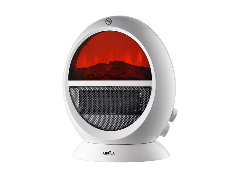  Chauffage soufflant ABRILA Mongol 2000 W blanc avec effet flamme, oscillant, thermostat réglable, 2 puissances et sécurité anti-basculement 232622001 - Conforama A