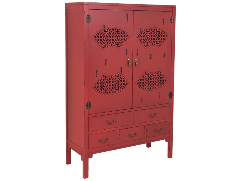  Armoire en bois rouge vieilli 96 x 40 x 150 cm (hauteur)  - Conforama A