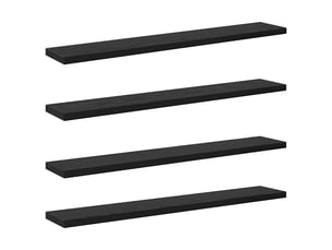 Étagère à livres, étagère de rangement 3 niveaux 4 pc 60 x 10 x 1,5 cm noir