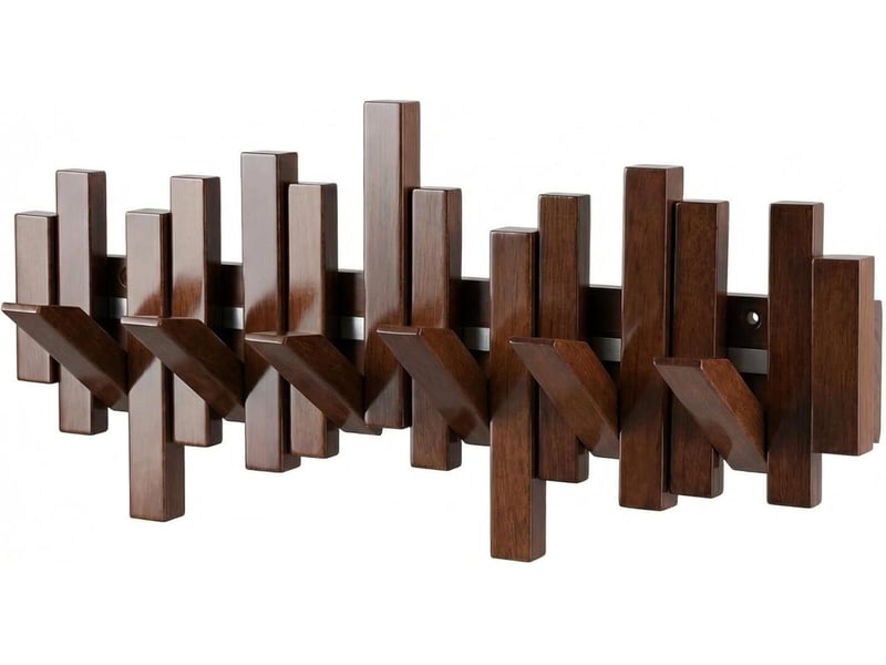  Porte-manteau mural en bois naturel en forme de piano avec 6 crochets (finition noyer, traité à l'huile et à la bougie, marron SJY-HRC0005047LY - Conforama A