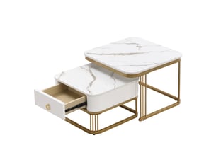 Table carré(e) coloris blanc <strong>ATELIER CONFORTIEL</strong> <strong></strong> - 60 cmx60 cm