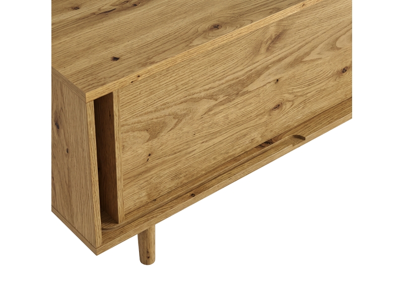  Meuble tv 165 cm en mdf effet bois clair, 4 tiroirs et 2 portes coulissantes pour un salon bien ordonné  - Conforama D