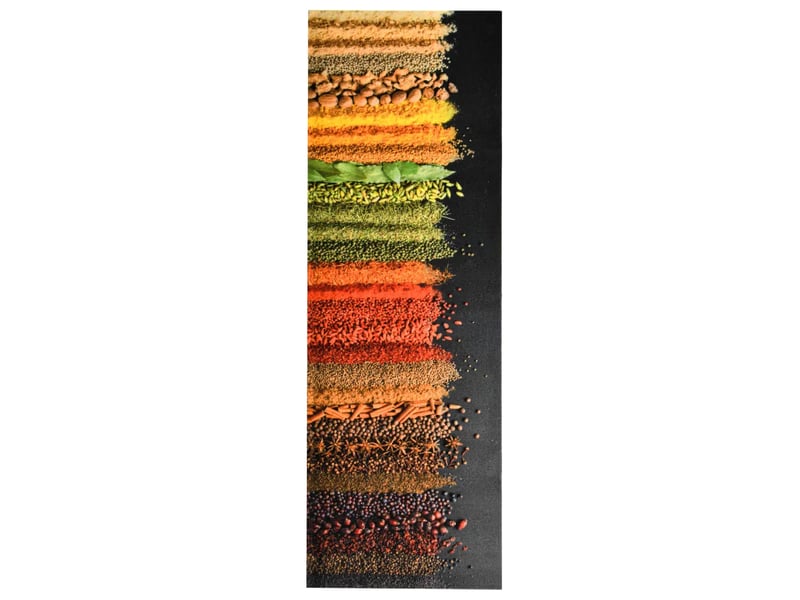  Tapis de sol rectangulaire lavable cuisine 180 x 60 cm flexible antidérapant style moderne en polyamide bleu 02_0046720  - Conforama A
