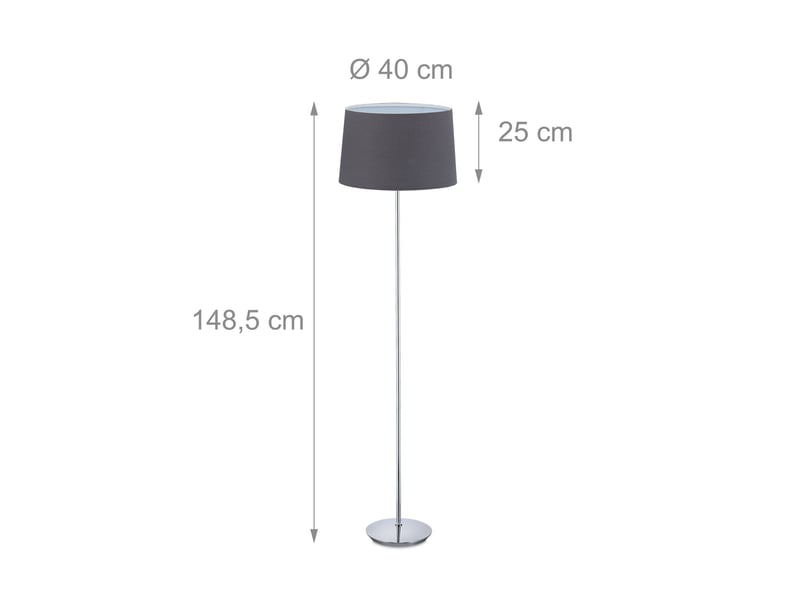  Lampe debout moderne avec abat-jour décoration salon chambre 148,5 x 40 cm éclairage agréable en fer noir 13_0009666  - Conforama B