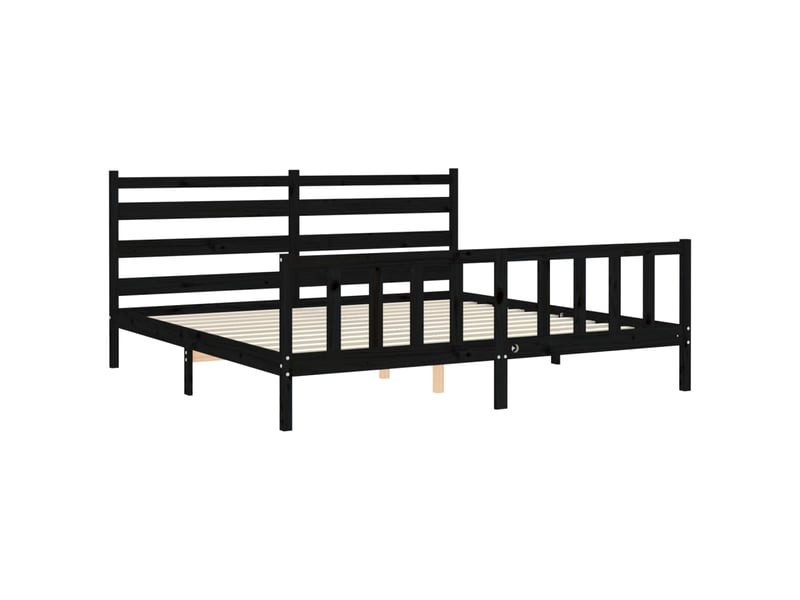  Lit double- lit adulte -  cadre de lit sans matelas noir 200x200 cm bois massif de pin  - Conforama D