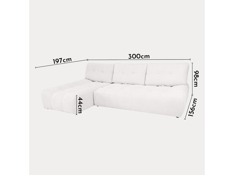 Dalia - canapé d'angle avec dossier amovible en tissu blanc écru - angle gauche DALIA-M3-ECRU - Conforama C