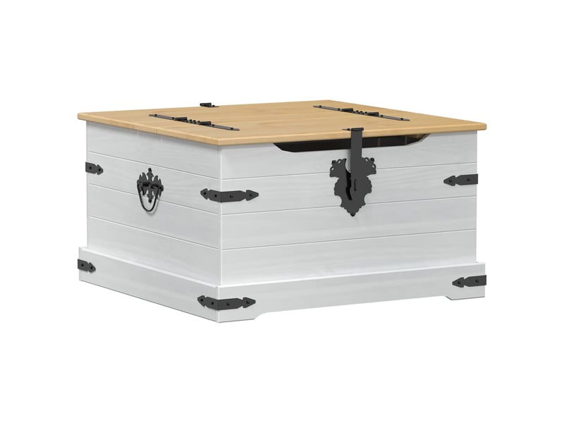 Boîte de rangement avec étagère blanc 78x78x45 cm pin massif - Conforama A