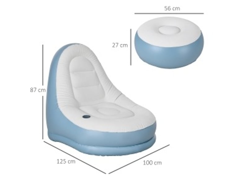  Canapé gonflable 125x100x87 cm avec repose-pieds et porte-gobelet plastique blanc  - Conforama E