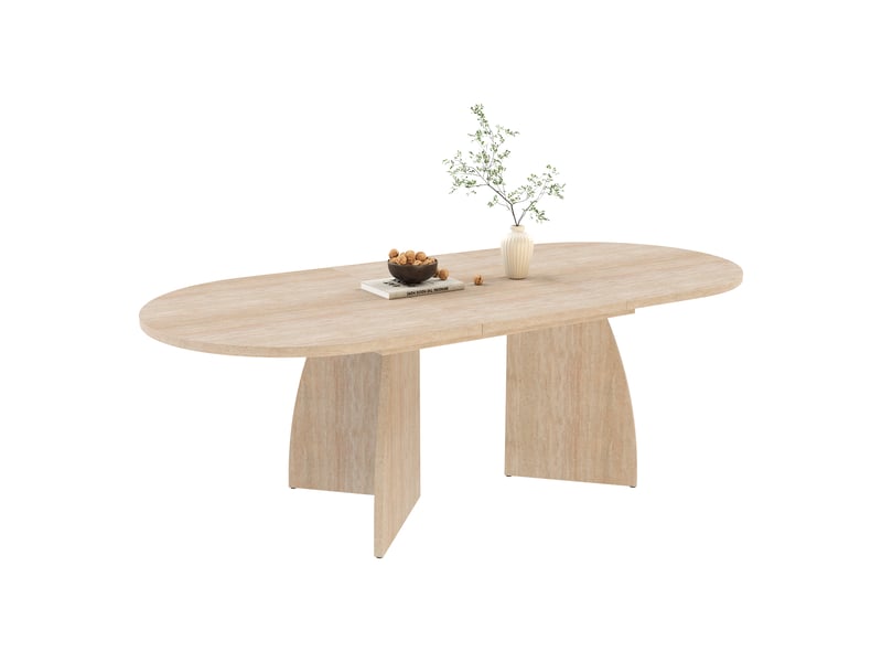  Table extensible 150 à 200x90 cm pour 6 à 8 personnes, table à manger moderne avec plateau renforcé et angles arrondis, effet travertin OPULERANE TRADING LTD - Conforama A