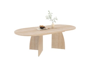 Table extensible 150 à 200x90 cm pour 6 à 8 personnes, table à manger moderne avec plateau renforcé et angles arrondis, effet travertin