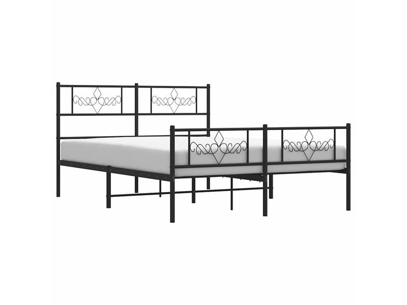  Lit double- lit adulte -  cadre de lit métal sans matelas avec pied de lit noir 150x200cm  - Conforama D