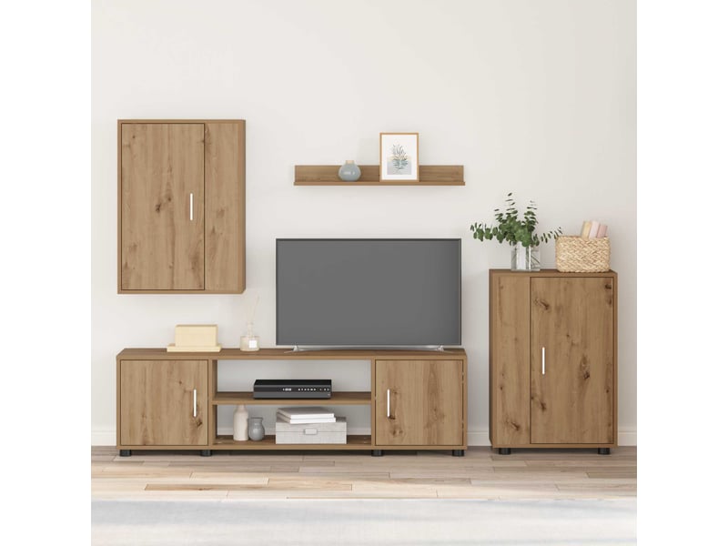  Ensemble meuble tv - banc tv - meuble de rangement chêne artisanal bois d'ingénierie  - Conforama B