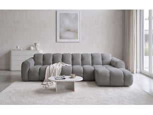Canapé d'angle droit fixe MIUFORM Picco 7 places Tissu Gris
