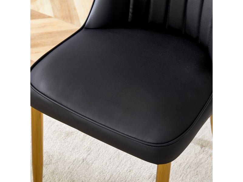  Chaise de salle à manger 2 pièces design moderne style minimaliste simili cuir noir assise élargie dossier pieds métal antidérapants  - Conforama D