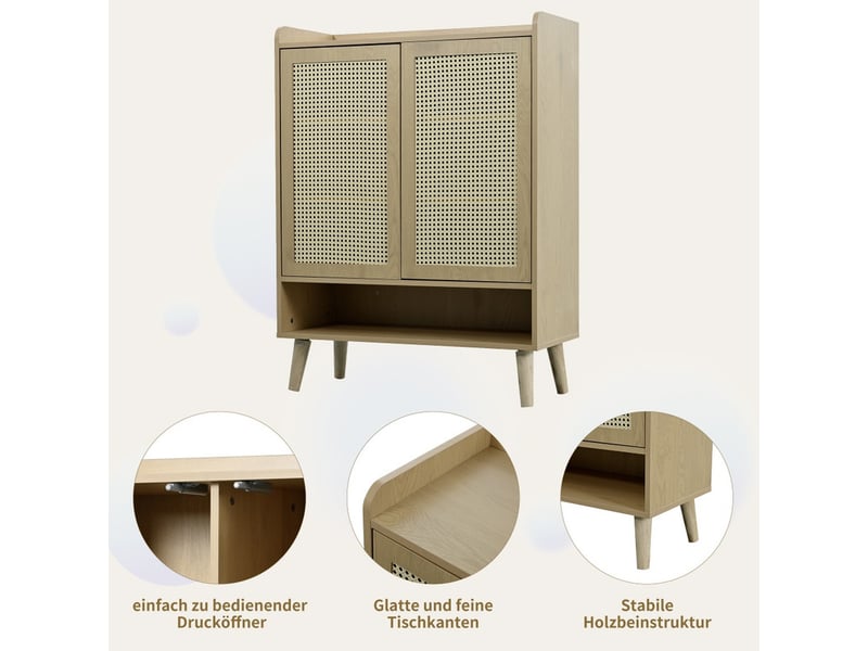  Meuble de rangement, 80 x 105 x 35 cm, 2 portes et 5 étagères, buffet, commode à chaussures, marron  - Conforama E