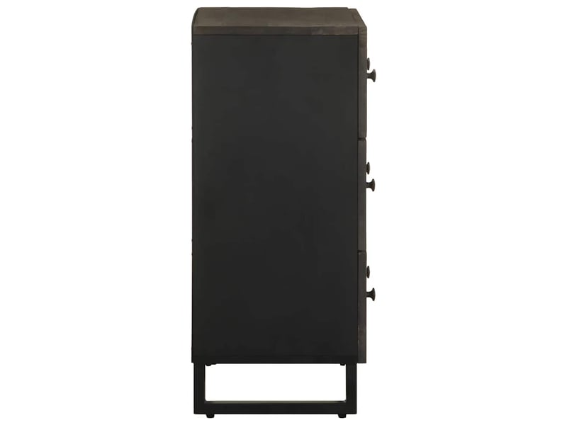  Lot de 2 buffet bas noir 60x33x75 cm bois massif de manguier  - Conforama E