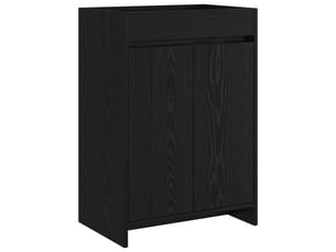 Meuble sous lavabo de salle de bain, commode chêne noir shl579