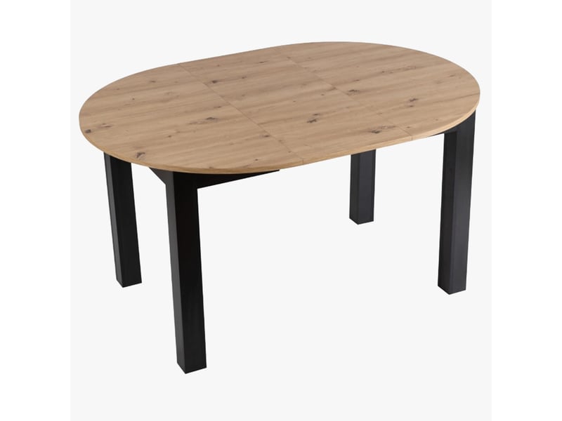  Table à manger ronde extensible couleur bois clair 102-142 cm  - Conforama C