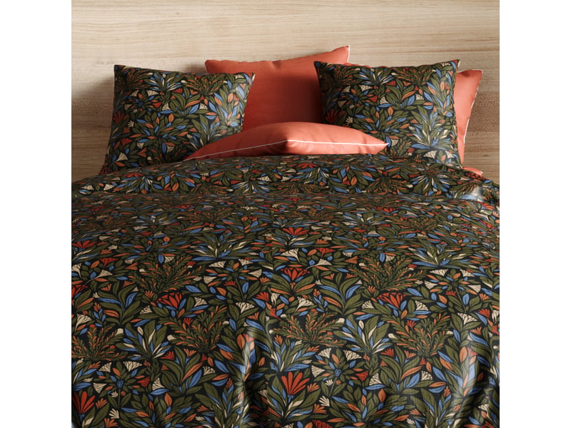  Housse de couette réversible 220x240 cm + 2 taies d'oreiller 63x63 cm percale de coton bogota PD16244 - Conforama C