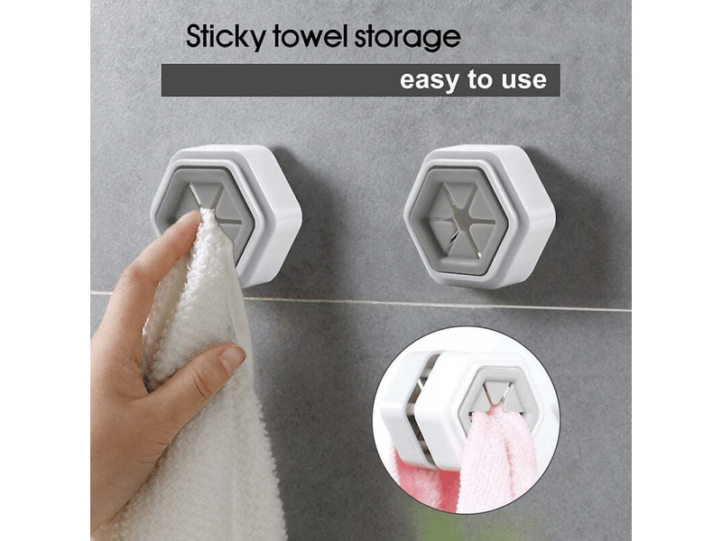 Crochets pour peignoirs de salle de bain, lot de 2 adhésifs pour serviettes, porte-serviettes de cuisine, blanc  - Conforama C