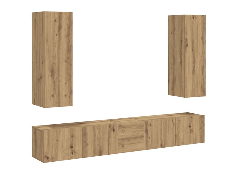  Meubles tv - banc tv - meuble de rangement muraux 5 pcs chêne artisanal bois d'ingénierie  - Conforama B