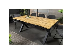 Table de salle à manger rivet extensible jusqu'à 220 cm – mdf et métal noir – style industriel