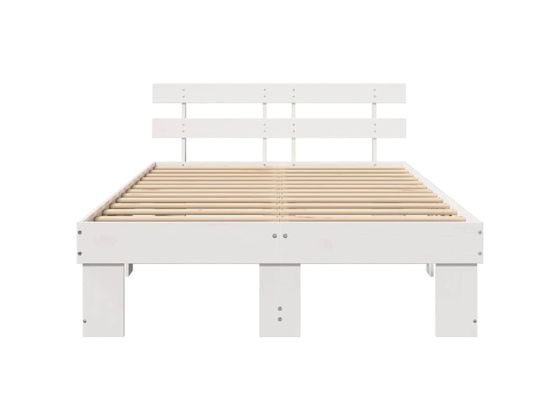  Lit double- lit adulte -  cadre de lit avec tête de lit blanc 120 x 190 cm pin massif  - Conforama D