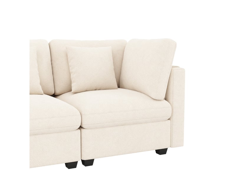  Canapé d'angle en forme de l ,5 places,tissu chenille confortable,226x226x81,beige  - Conforama E