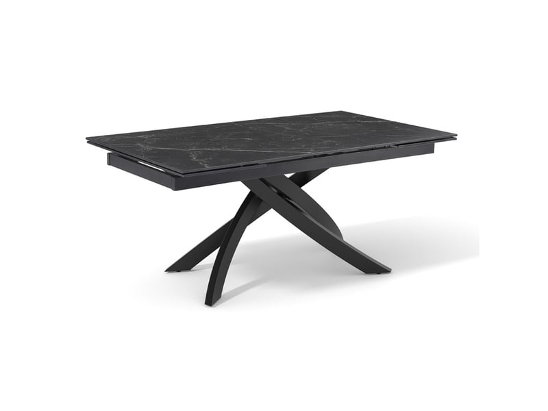 Table extensible 160 à 240 cm céramique noir marbré pied entrecroisé - indiana 11  - Conforama A