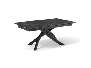 Table extensible 160 à 240 cm céramique noir marbré pied entrecroisé - indiana 11