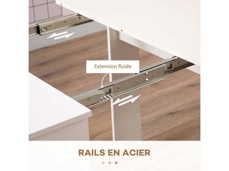  Table à manger pliante, table pliante cuisine extensible jusqu'à 6 personnes, pour petits espaces, salle à manger, blanc  - Conforama W