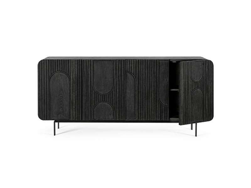  Buffet manguier noir 4 portes 180 cm mira  - Conforama A