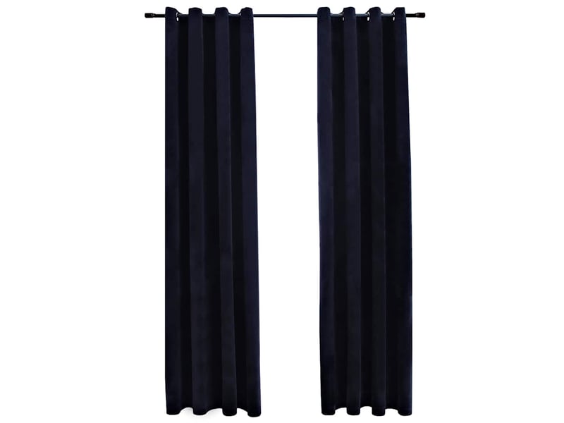  Lot de 2 rideaux occultants, rideaux black-out avec anneaux velours noir 140x245 cm cf44828  - Conforama A