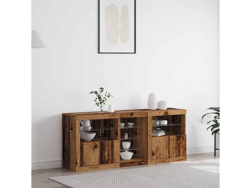  Buffet - bahut - meuble de rangement led bois ancien 162 x 37 x 67 cm bois d'ingénierie  - Conforama B